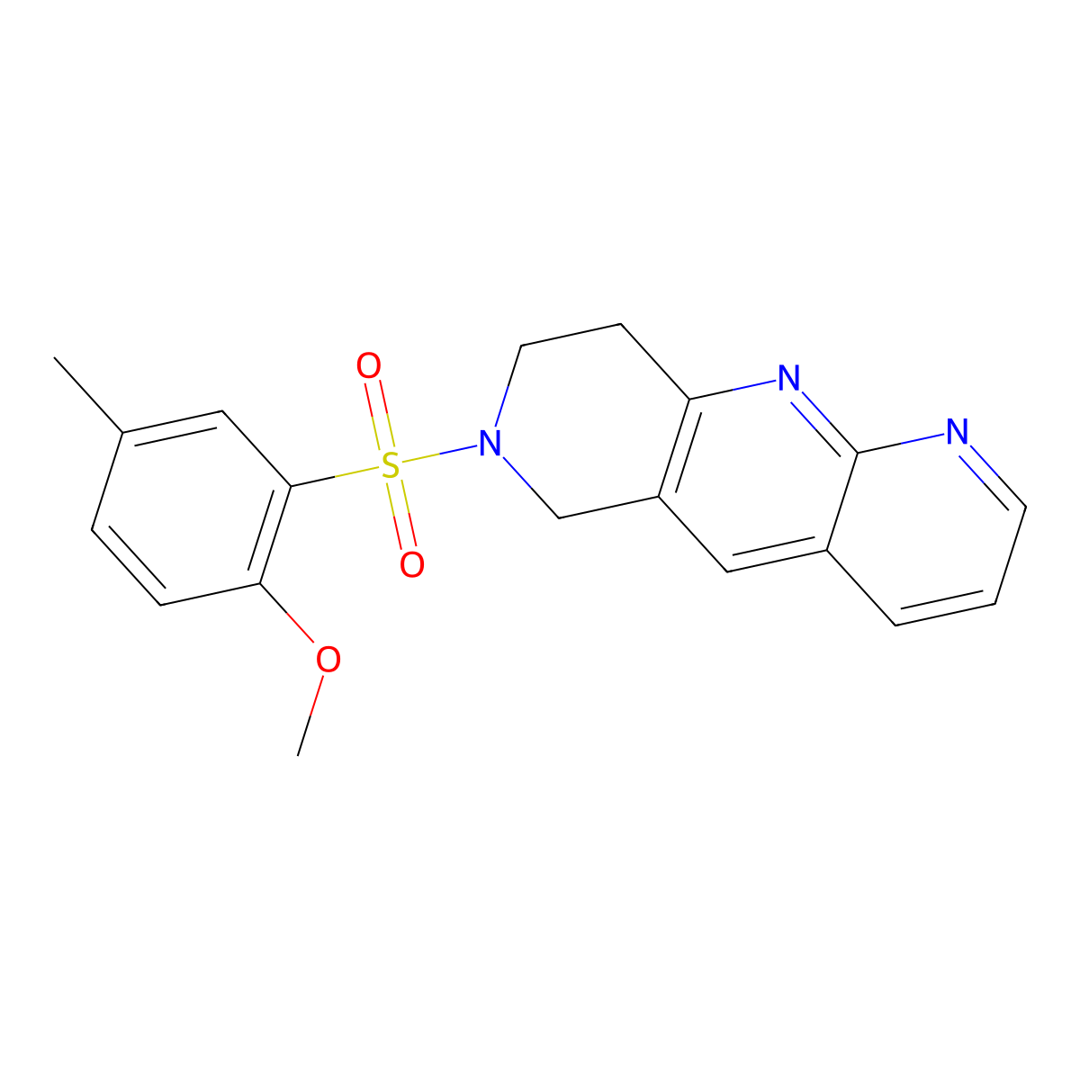 7-(2-methoxy-5-methylbenzenesulfonyl)-6H,7H,8H,9H-pyrido[2,3-b]1,6-naphthyridine molecular structure, CAS 2741927-08-0