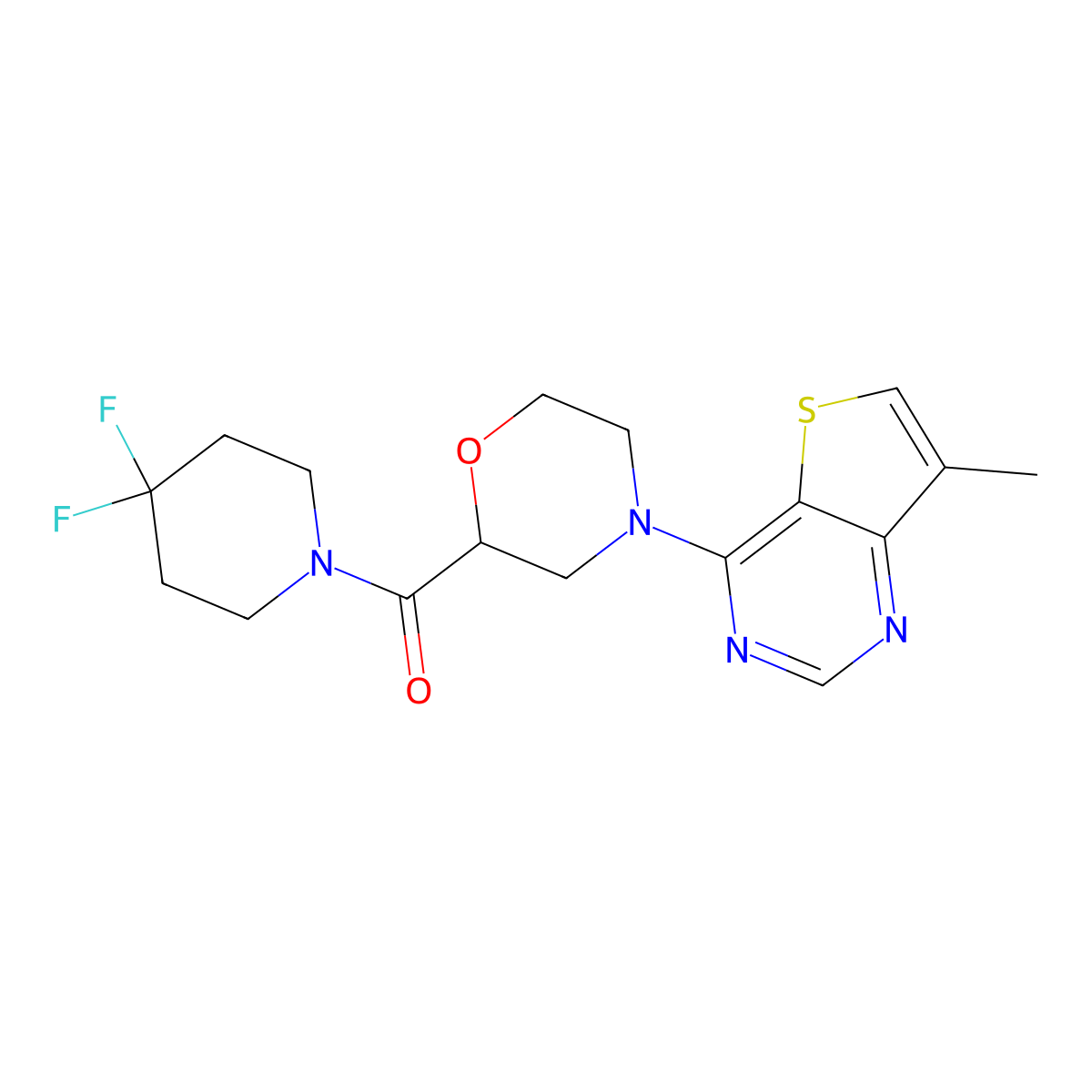 2-(4,4-Difluoropiperidine-1-carbonyl)-4-{7-methylthieno[3,2-d]pyrimidin-4-yl}morpholine molecular structure, CAS 2741927-15-9