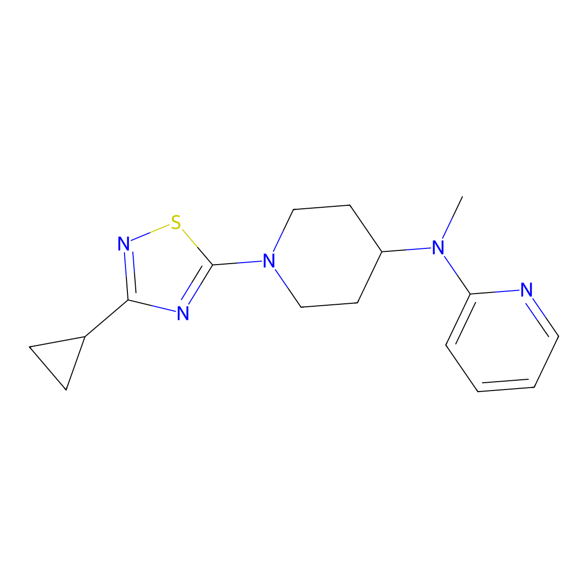 N-[1-(3-cyclopropyl-1,2,4-thiadiazol-5-yl)piperidin-4-yl]-N-methylpyridin-2-amine molecular structure, CAS 2741927-16-0