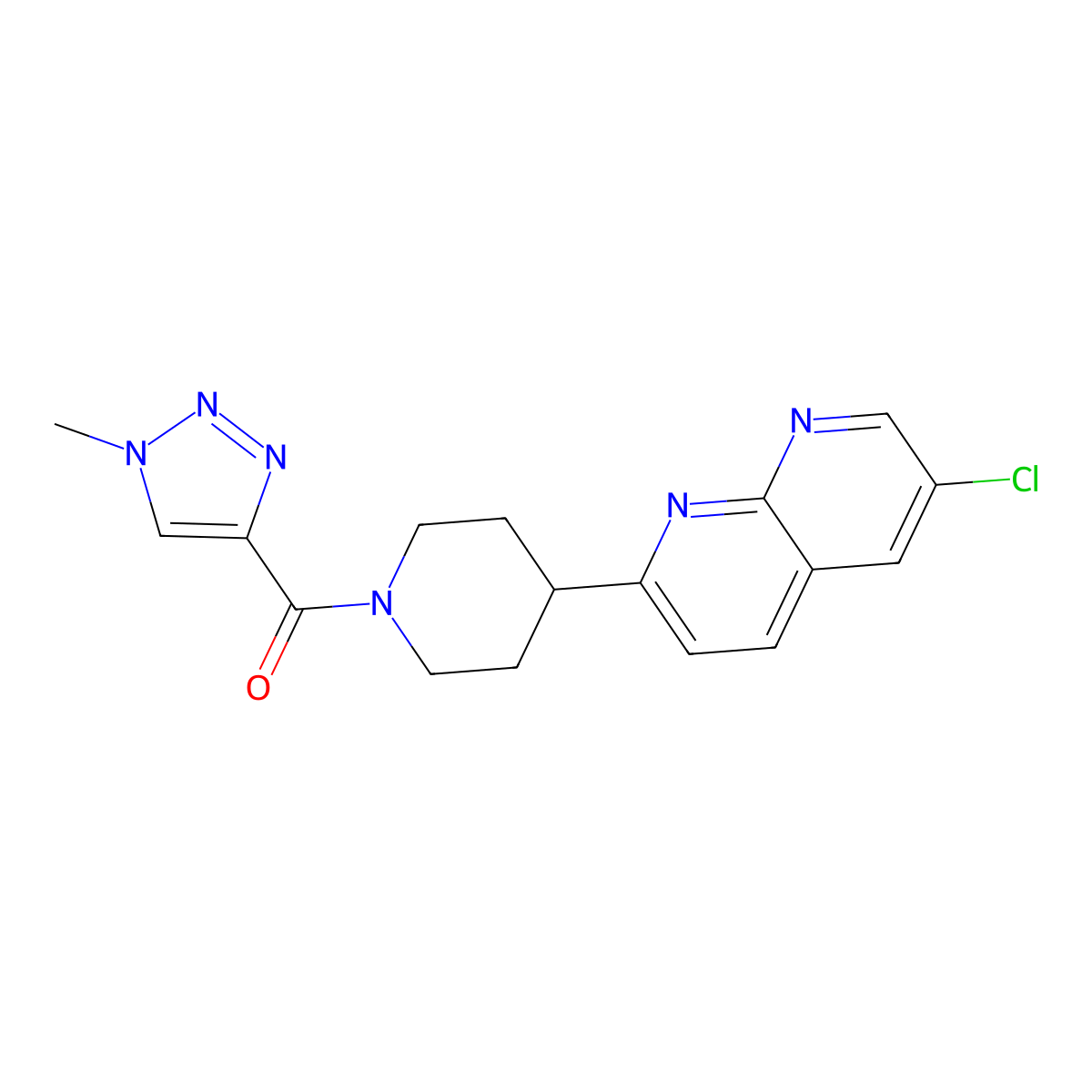 6-chloro-2-[1-(1-methyl-1H-1,2,3-triazole-4-carbonyl)piperidin-4-yl]-1,8-naphthyridine molecular structure, CAS 2741927-20-6