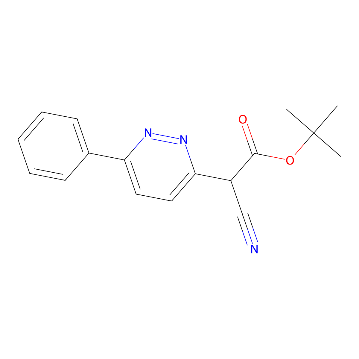 Tert-butyl 2-cyano-2-(6-phenylpyridazin-3-yl)acetate molecular structure, CAS 2741927-23-9
