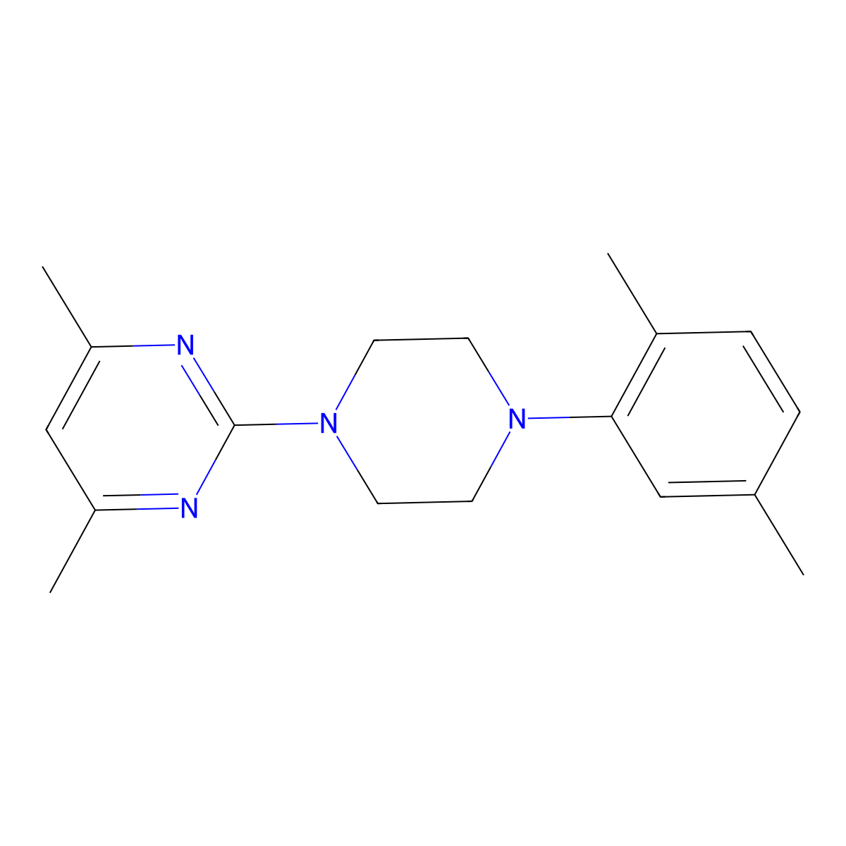 2-[4-(2,5-Dimethylphenyl)piperazin-1-yl]-4,6-dimethylpyrimidine molecular structure, CAS 2741927-24-0
