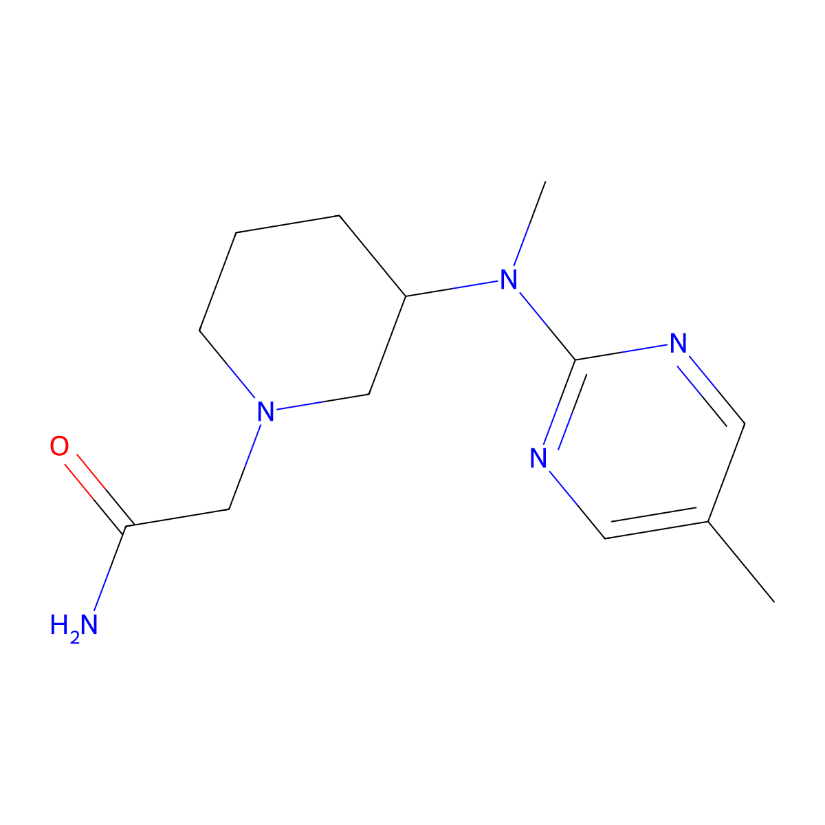 2-{3-[Methyl(5-methylpyrimidin-2-yl)amino]piperidin-1-yl}acetamide molecular structure, CAS 2741927-30-8