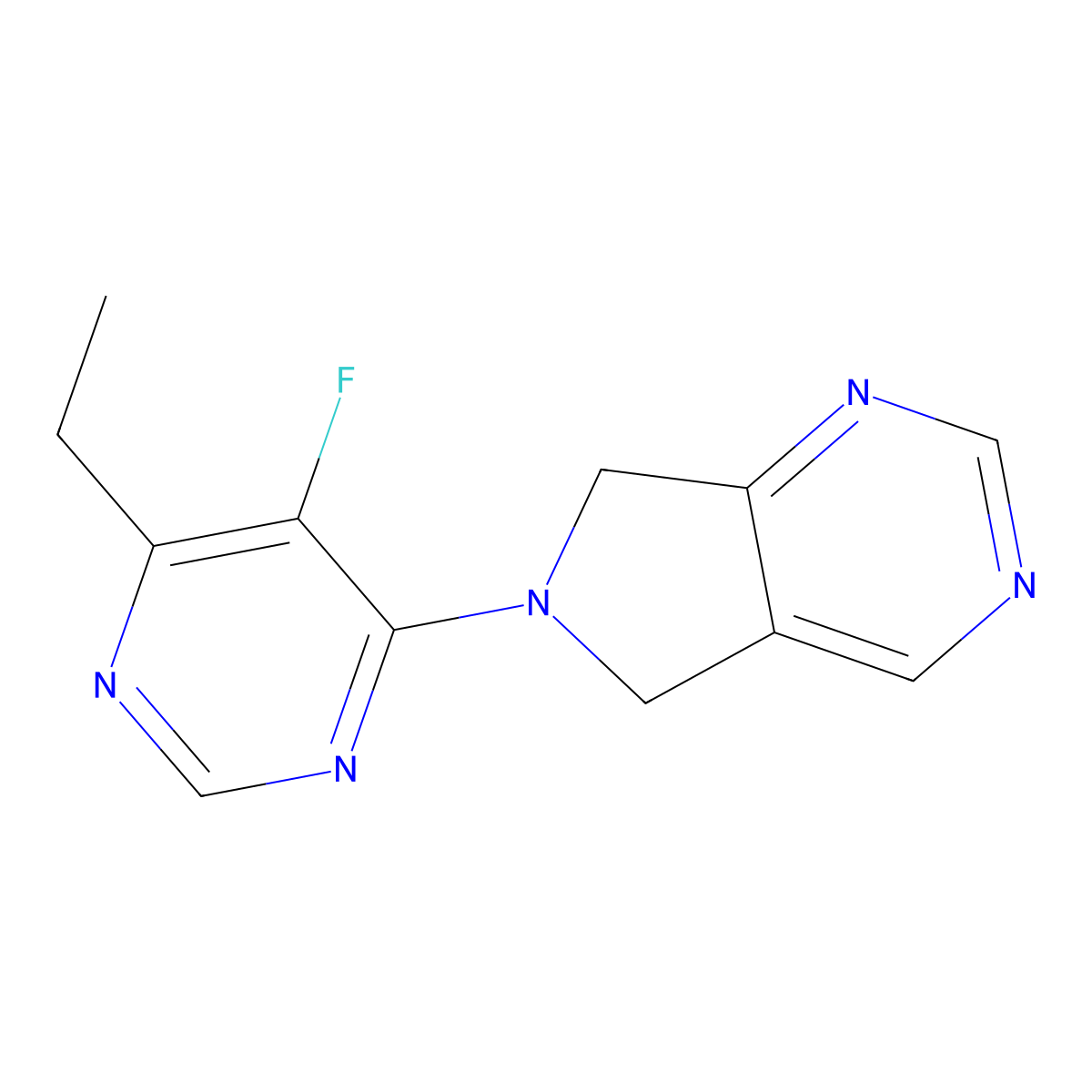 4-ethyl-5-fluoro-6-{5H,6H,7H-pyrrolo[3,4-d]pyrimidin-6-yl}pyrimidine molecular structure, CAS 2741927-32-0