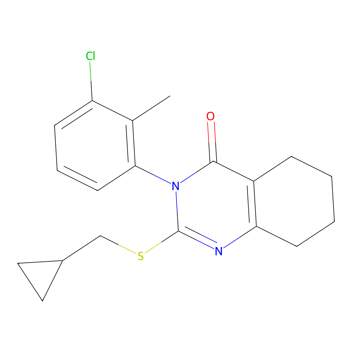 3-(3-Chloro-2-methylphenyl)-2-[(cyclopropylmethyl)sulfanyl]-3,4,5,6,7,8-hexahydroquinazolin-4-one molecular structure, CAS 2741927-33-1