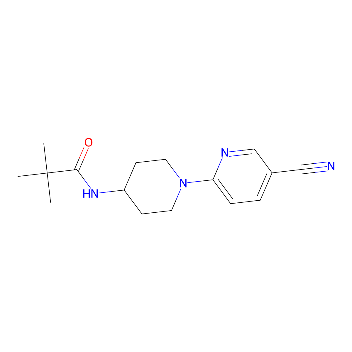N-[1-(5-cyanopyridin-2-yl)piperidin-4-yl]-2,2-dimethylpropanamide molecular structure, CAS 2741927-35-3