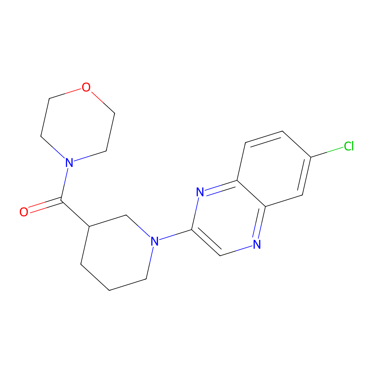 6-Chloro-2-[3-(morpholine-4-carbonyl)piperidin-1-yl]quinoxaline molecular structure, CAS 2741927-39-7