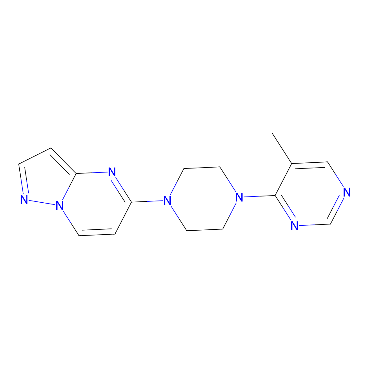 5-Methyl-4-(4-{pyrazolo[1,5-a]pyrimidin-5-yl}piperazin-1-yl)pyrimidine molecular structure, CAS 2741927-49-9