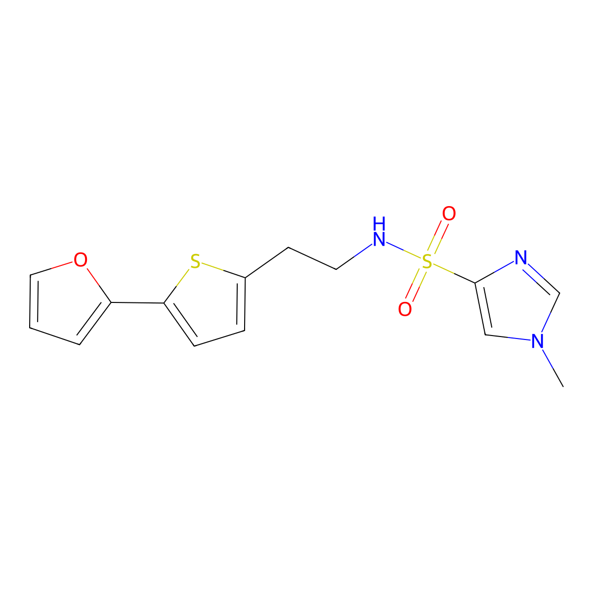 N-{2-[5-(furan-2-yl)thiophen-2-yl]ethyl}-1-methyl-1H-imidazole-4-sulfonamide molecular structure, CAS 2741927-50-2