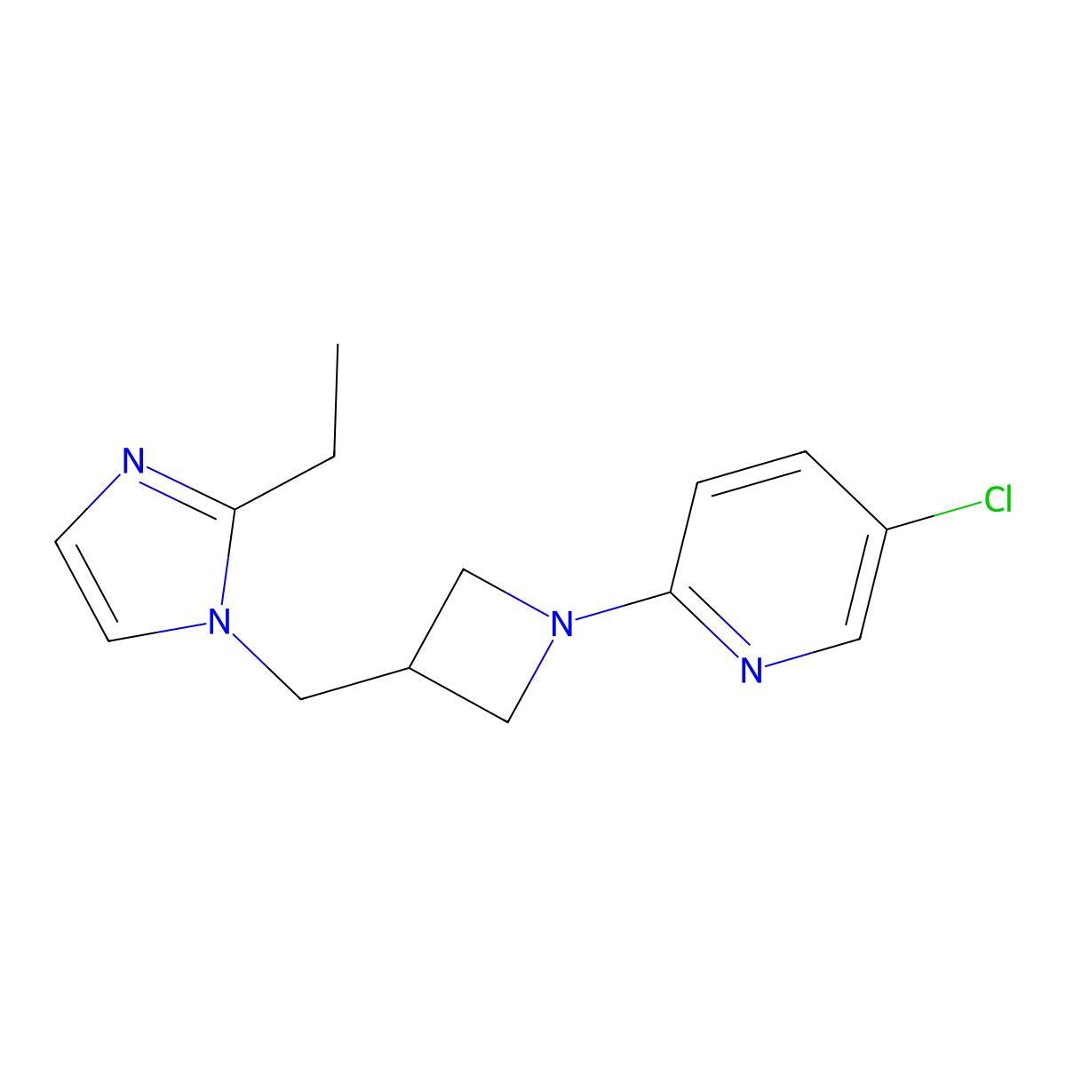 5-chloro-2-{3-[(2-ethyl-1H-imidazol-1-yl)methyl]azetidin-1-yl}pyridine molecular structure, CAS 2741927-53-5