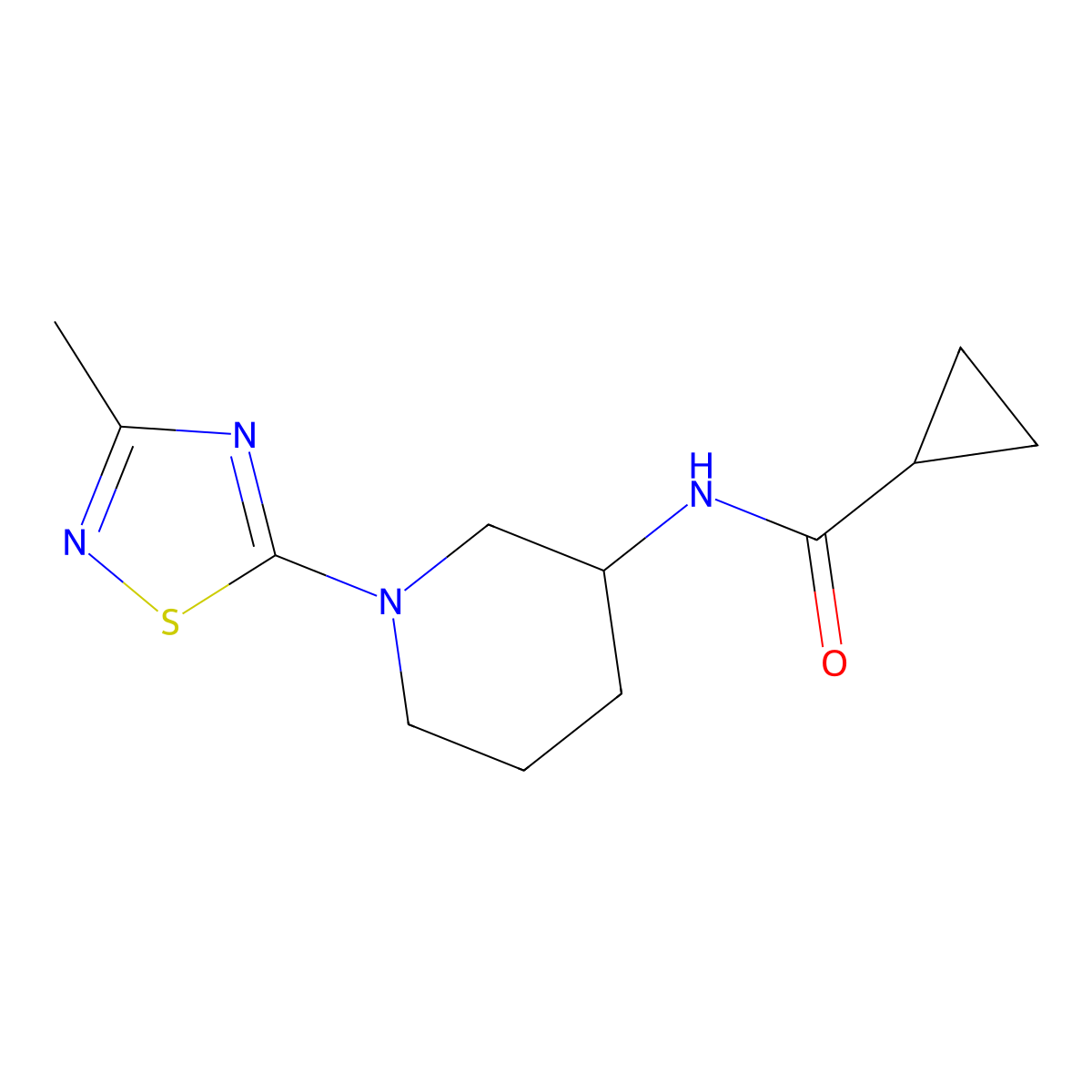 N-[1-(3-methyl-1,2,4-thiadiazol-5-yl)piperidin-3-yl]cyclopropanecarboxamide molecular structure, CAS 2741927-64-8