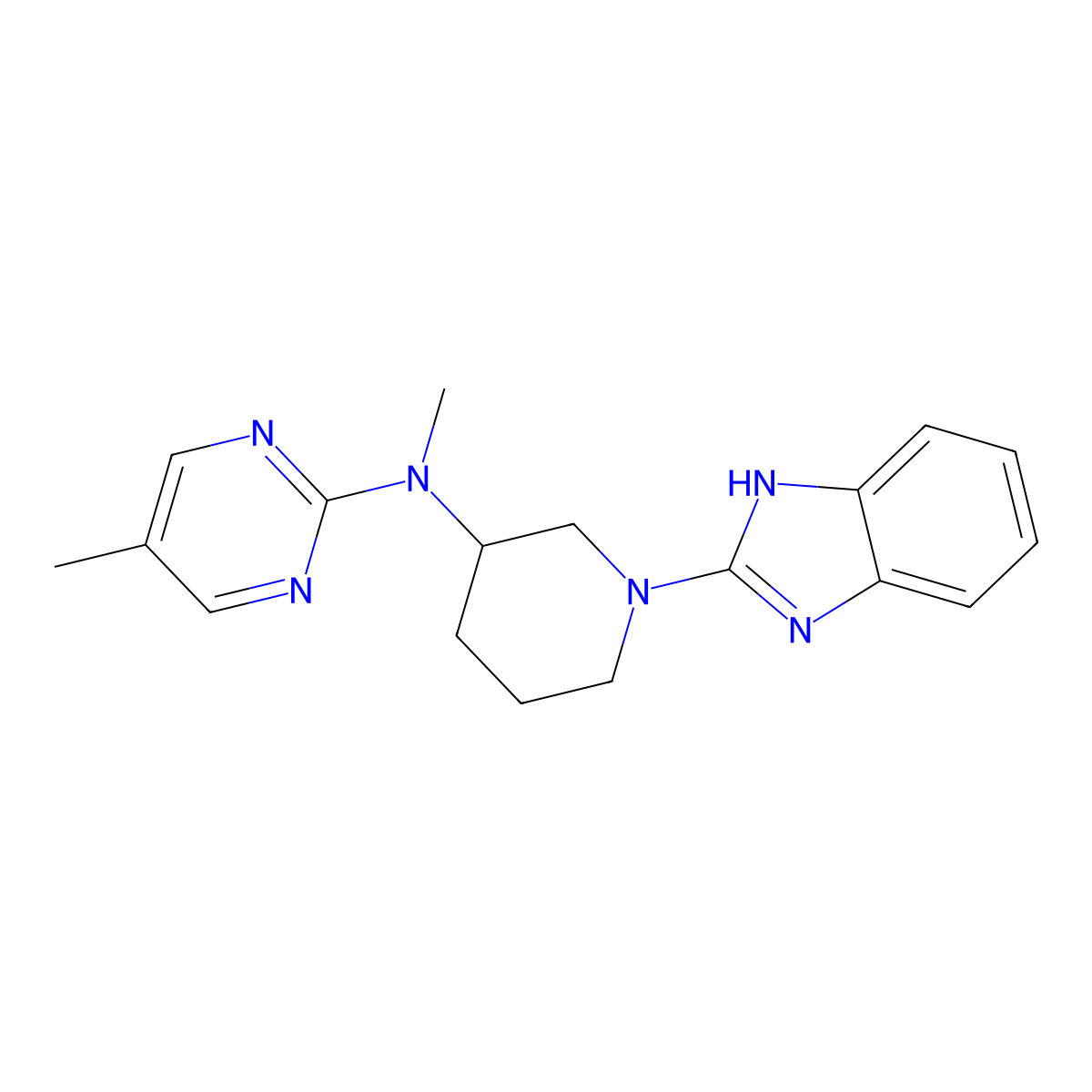 N-[1-(1H-1,3-benzodiazol-2-yl)piperidin-3-yl]-N,5-dimethylpyrimidin-2-amine molecular structure, CAS 2741927-65-9