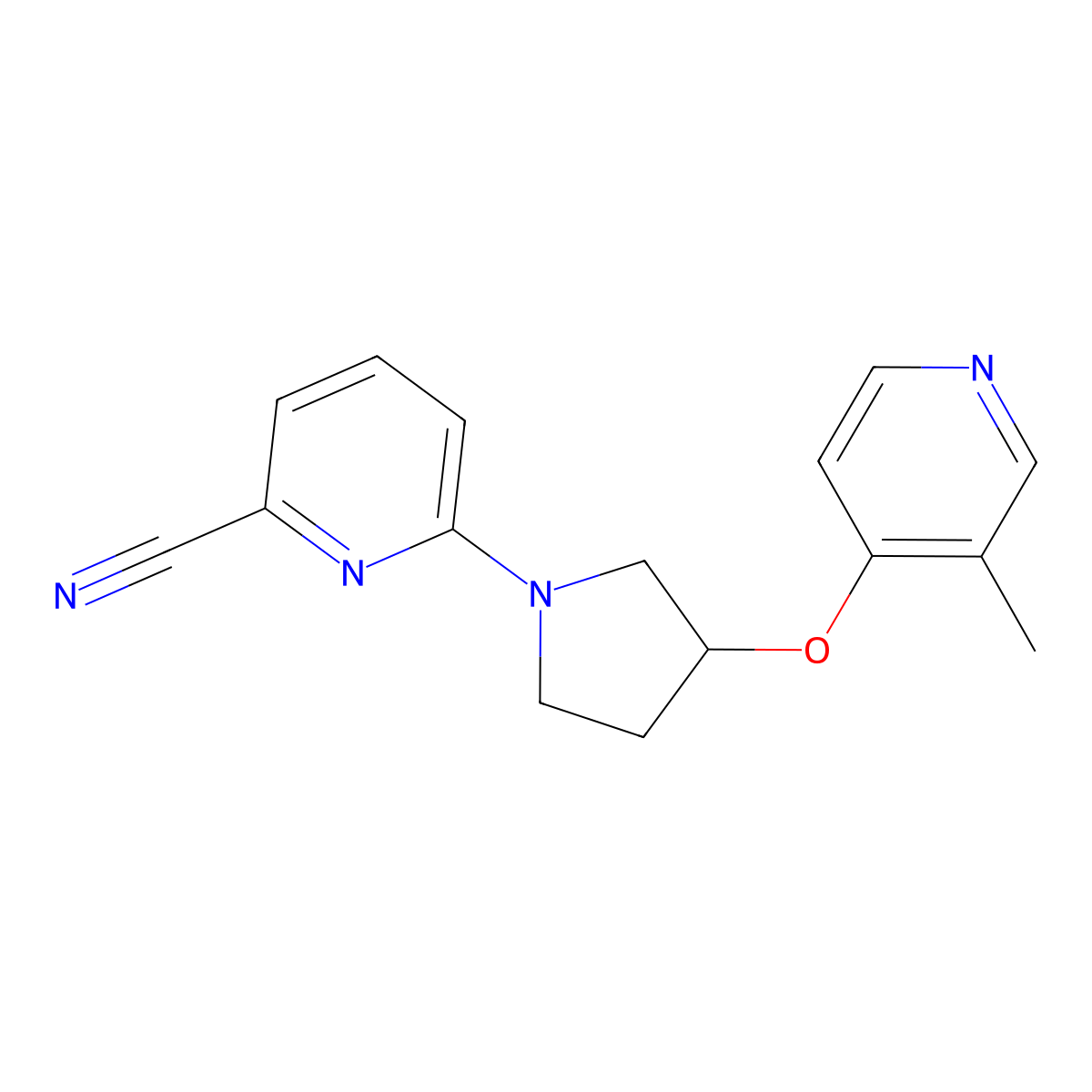 6-{3-[(3-Methylpyridin-4-yl)oxy]pyrrolidin-1-yl}pyridine-2-carbonitrile molecular structure, CAS 2741927-69-3