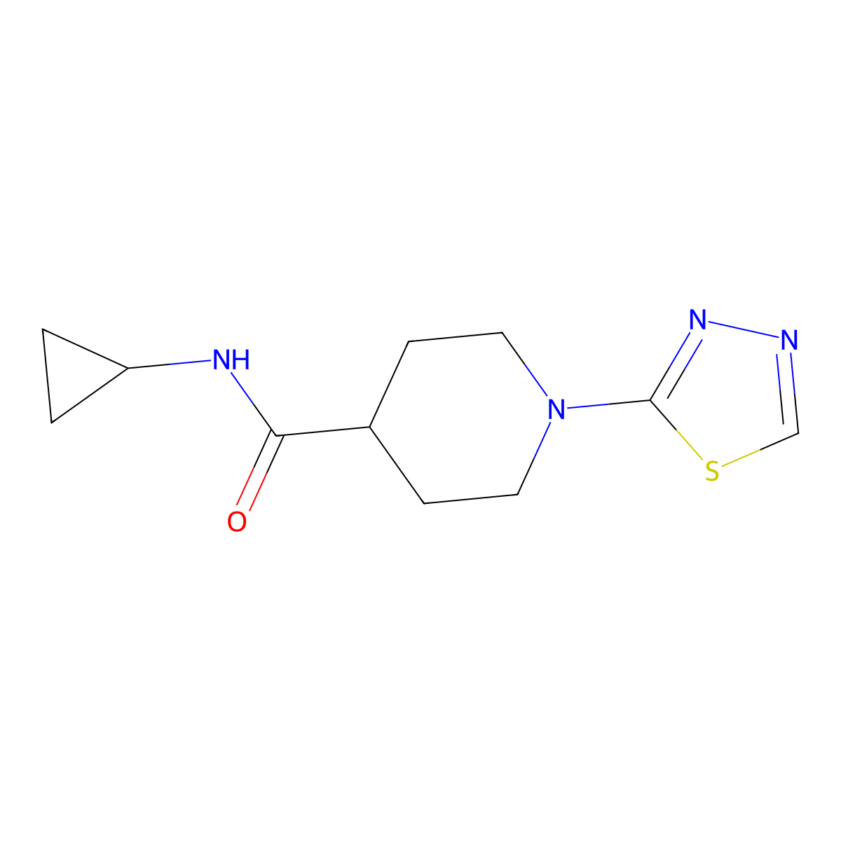 N-cyclopropyl-1-(1,3,4-thiadiazol-2-yl)piperidine-4-carboxamide molecular structure, CAS 2741927-73-9