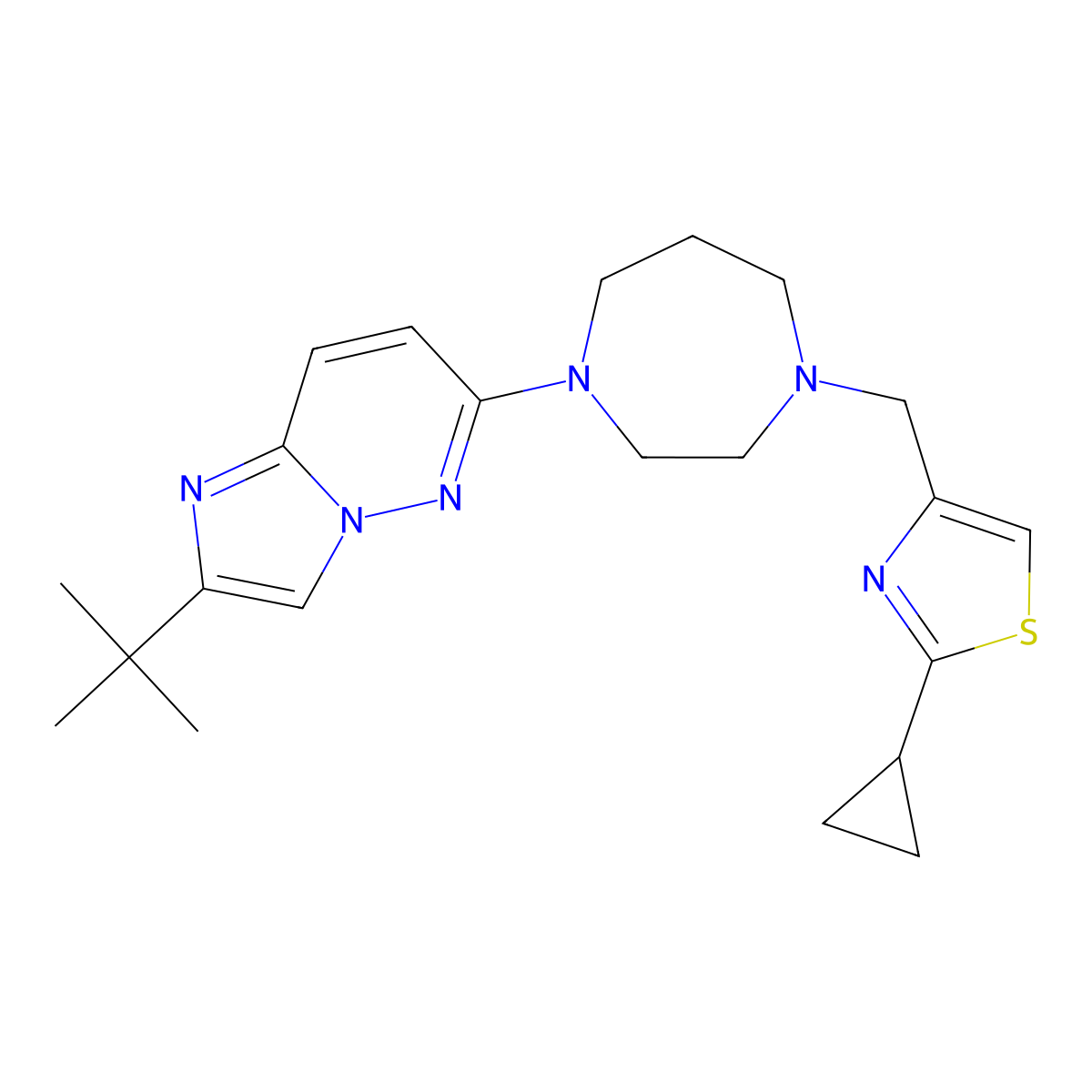 1-{2-Tert-butylimidazo[1,2-b]pyridazin-6-yl}-4-[(2-cyclopropyl-1,3-thiazol-4-yl)methyl]-1,4-diazepane molecular structure, CAS 2741927-74-0