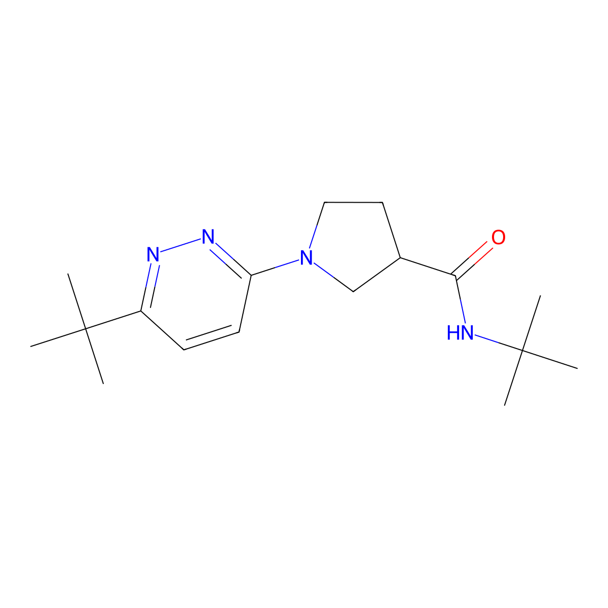 N-tert-butyl-1-(6-tert-butylpyridazin-3-yl)pyrrolidine-3-carboxamide molecular structure, CAS 2741927-77-3