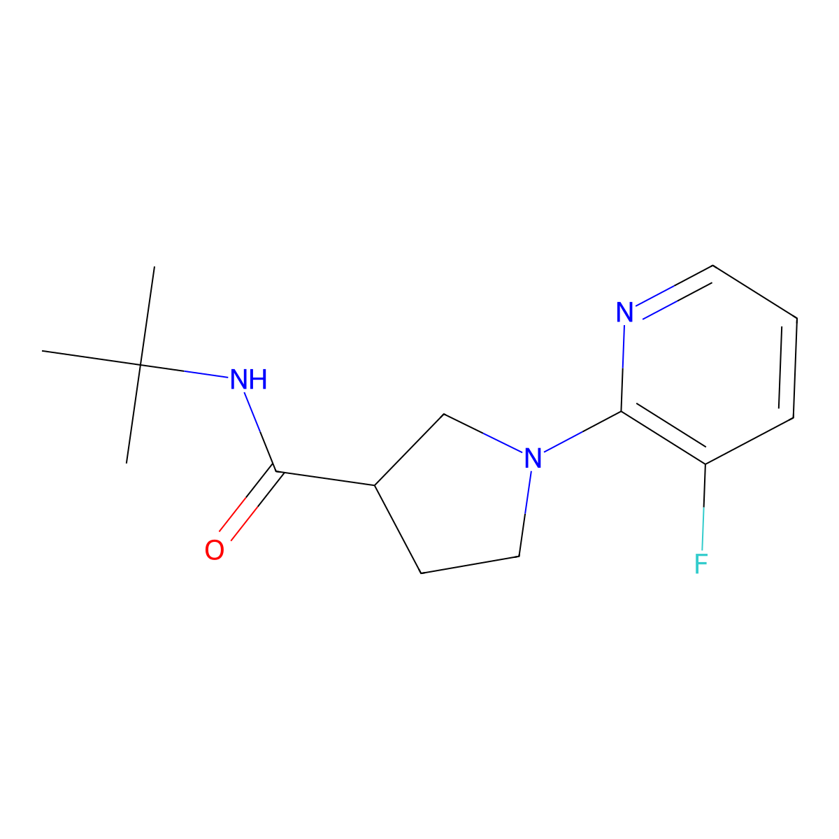 N-tert-butyl-1-(3-fluoropyridin-2-yl)pyrrolidine-3-carboxamide molecular structure, CAS 2741927-80-8