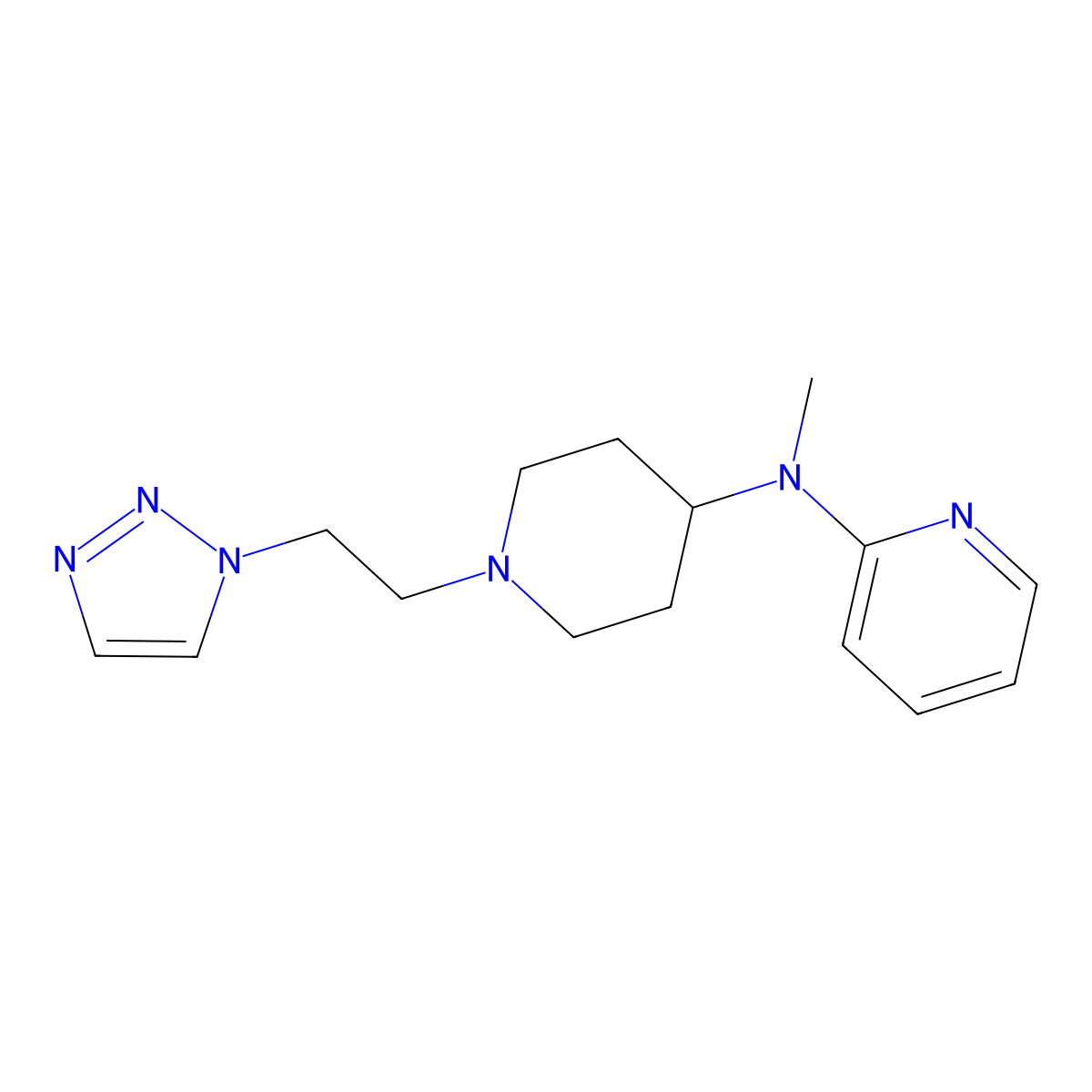 N-methyl-N-{1-[2-(1H-1,2,3-triazol-1-yl)ethyl]piperidin-4-yl}pyridin-2-amine molecular structure, CAS 2741927-82-0