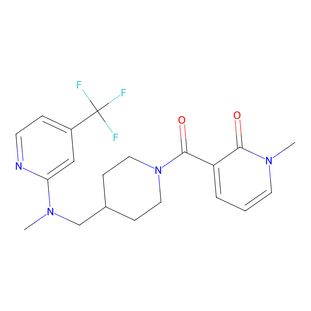 1-Methyl-3-[4-({methyl[4-(trifluoromethyl)pyridin-2-yl]amino}methyl)piperidine-1-carbonyl]-1,2-dihydropyridin-2-one molecular structure, CAS 2741927-84-2