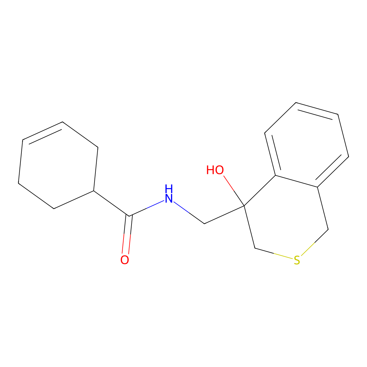 N-[(4-hydroxy-3,4-dihydro-1H-2-benzothiopyran-4-yl)methyl]cyclohex-3-ene-1-carboxamide molecular structure, CAS 2741927-88-6