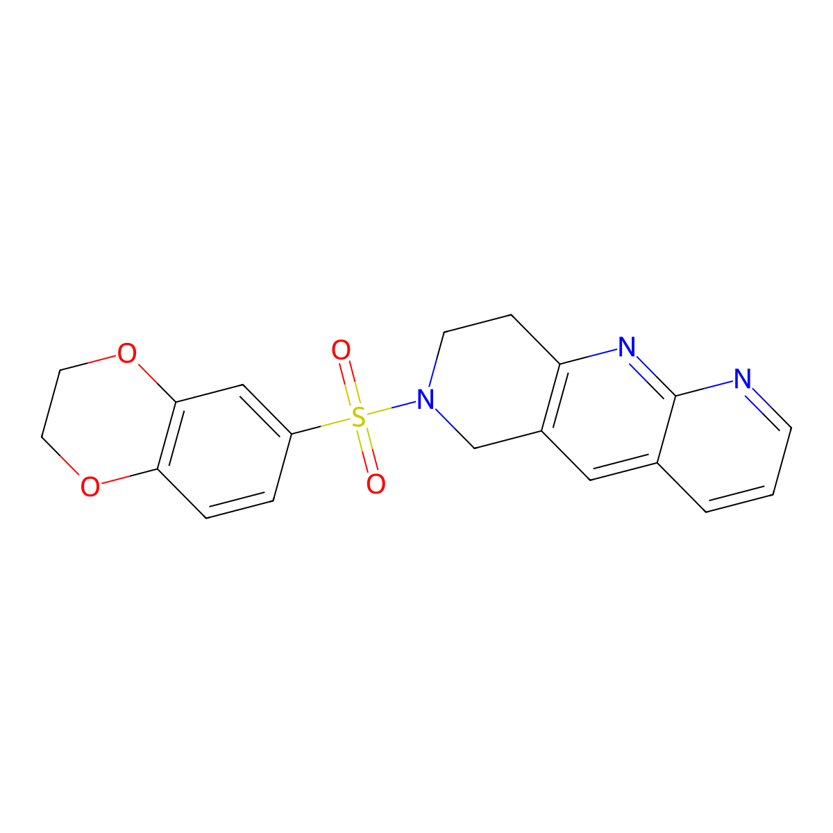 7-(2,3-dihydro-1,4-benzodioxine-6-sulfonyl)-6H,7H,8H,9H-pyrido[2,3-b]1,6-naphthyridine molecular structure, CAS 2741927-93-3