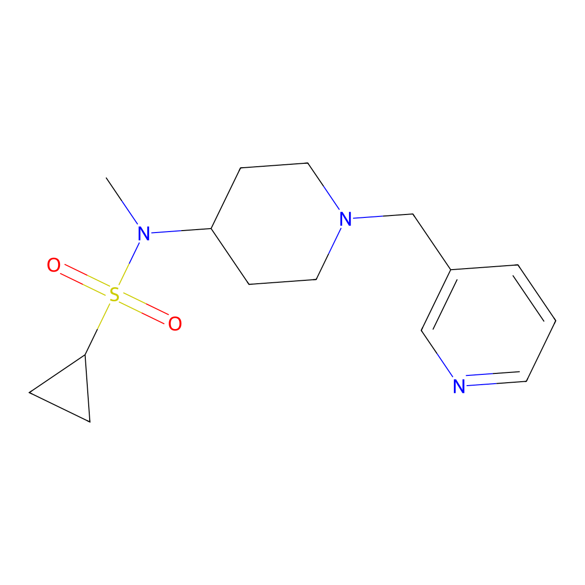 N-methyl-N-{1-[(pyridin-3-yl)methyl]piperidin-4-yl}cyclopropanesulfonamide molecular structure, CAS 2741927-96-6