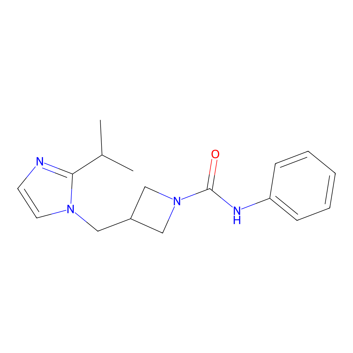 N-phenyl-3-{[2-(propan-2-yl)-1H-imidazol-1-yl]methyl}azetidine-1-carboxamide molecular structure, CAS 2741928-01-6