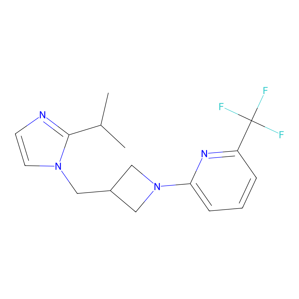2-(3-{[2-(propan-2-yl)-1H-imidazol-1-yl]methyl}azetidin-1-yl)-6-(trifluoromethyl)pyridine molecular structure, CAS 2741928-06-1