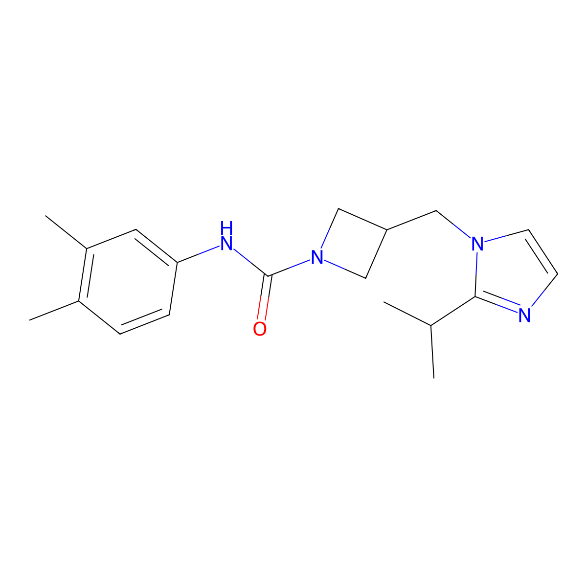 N-(3,4-dimethylphenyl)-3-{[2-(propan-2-yl)-1H-imidazol-1-yl]methyl}azetidine-1-carboxamide molecular structure, CAS 2741928-11-8
