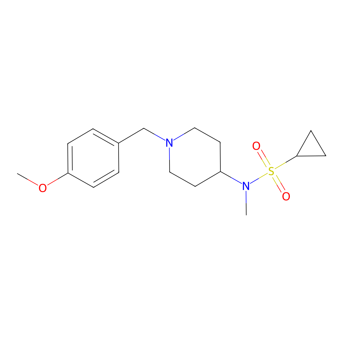 N-{1-[(4-methoxyphenyl)methyl]piperidin-4-yl}-N-methylcyclopropanesulfonamide molecular structure, CAS 2741928-14-1