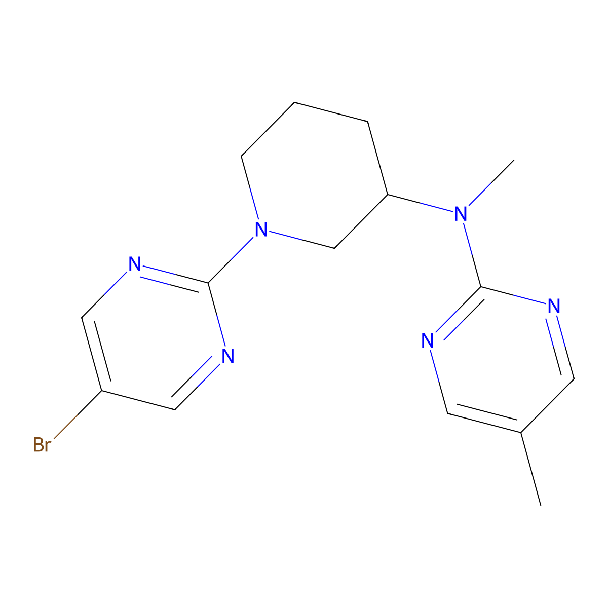 N-[1-(5-bromopyrimidin-2-yl)piperidin-3-yl]-N,5-dimethylpyrimidin-2-amine molecular structure, CAS 2741928-15-2