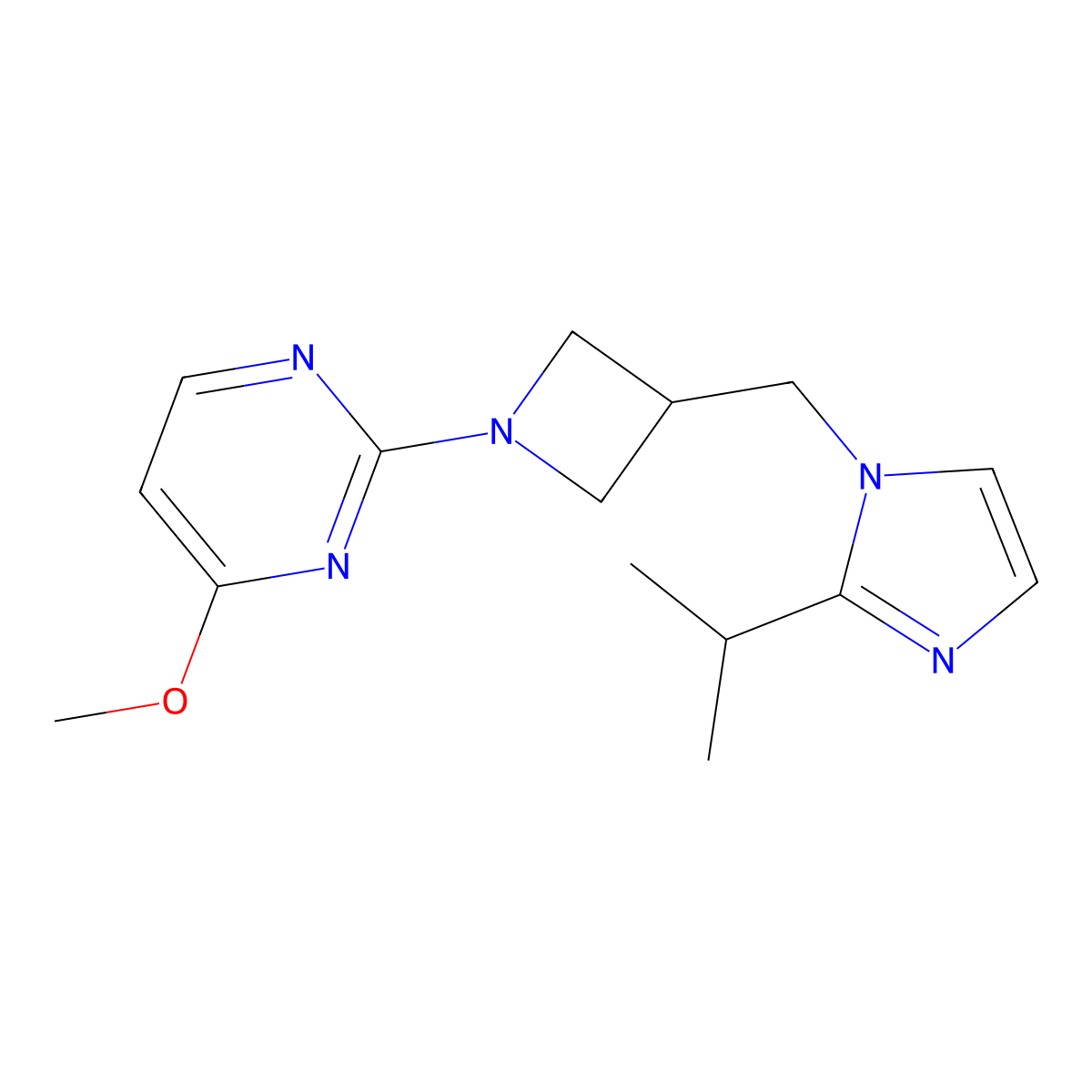 4-methoxy-2-(3-{[2-(propan-2-yl)-1H-imidazol-1-yl]methyl}azetidin-1-yl)pyrimidine molecular structure, CAS 2741928-20-9