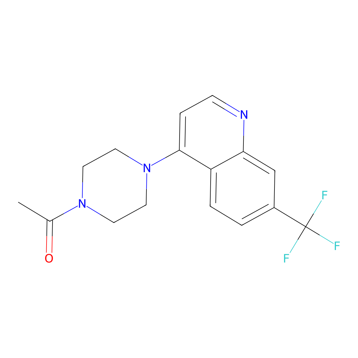 1-{4-[7-(Trifluoromethyl)quinolin-4-yl]piperazin-1-yl}ethan-1-one molecular structure, CAS 2741928-21-0