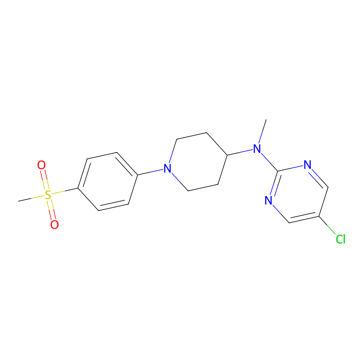 5-chloro-N-[1-(4-methanesulfonylphenyl)piperidin-4-yl]-N-methylpyrimidin-2-amine molecular structure, CAS 2741928-22-1