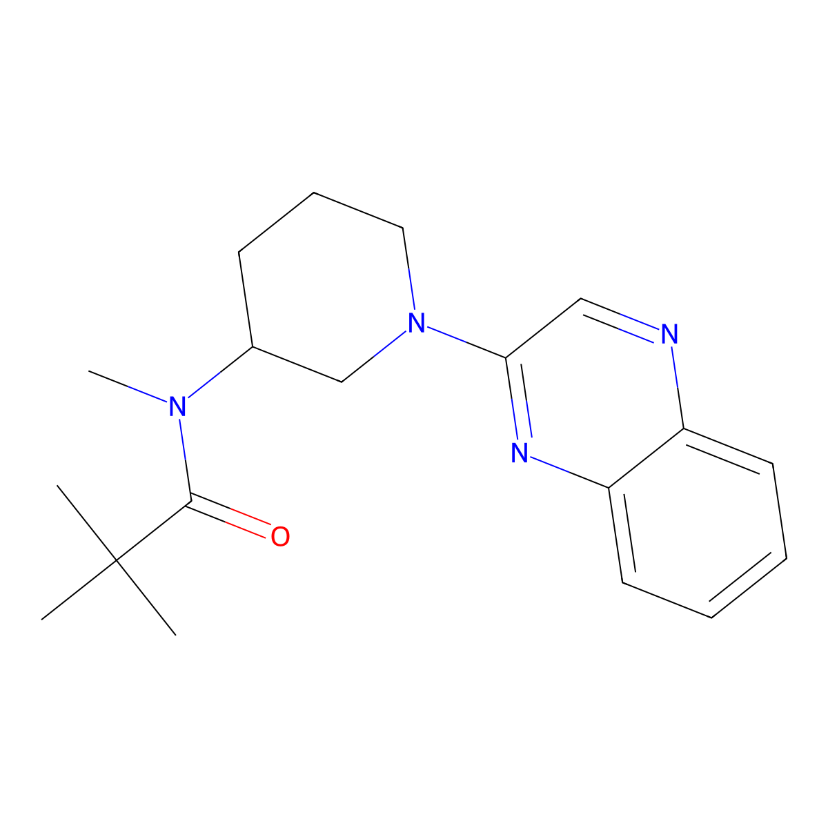 N,2,2-trimethyl-N-[1-(quinoxalin-2-yl)piperidin-3-yl]propanamide molecular structure, CAS 2741928-28-7