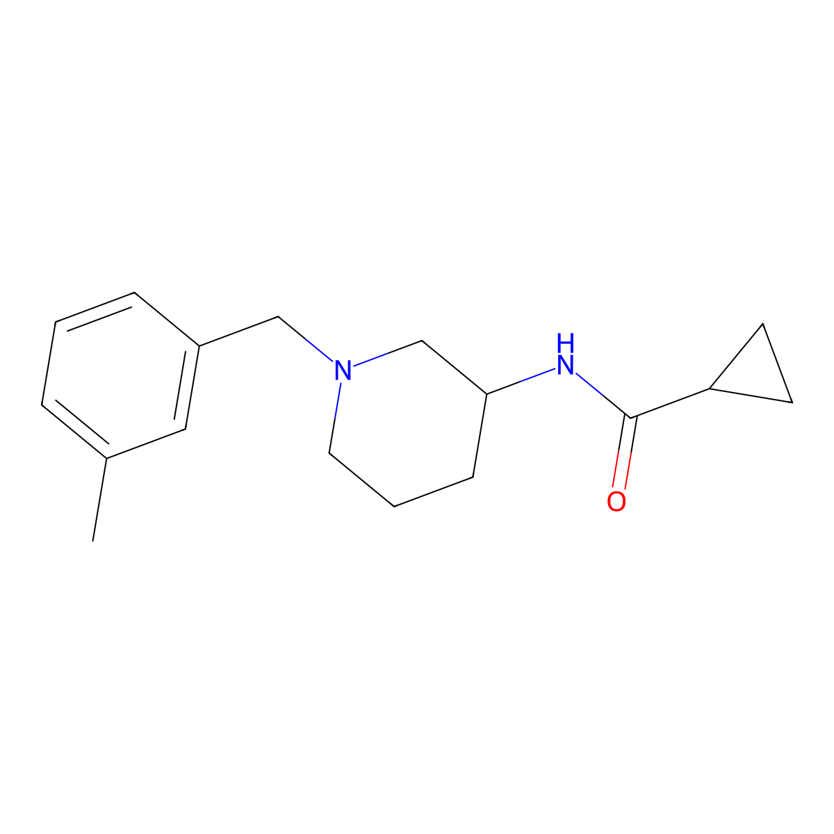 N-{1-[(3-methylphenyl)methyl]piperidin-3-yl}cyclopropanecarboxamide molecular structure, CAS 2741928-35-6