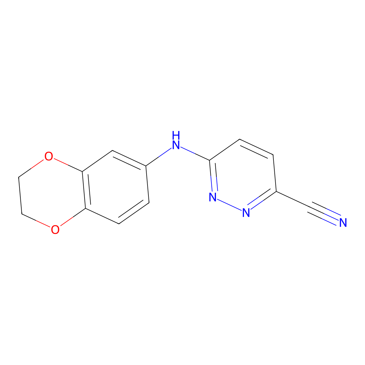 6-[(2,3-Dihydro-1,4-benzodioxin-6-yl)amino]pyridazine-3-carbonitrile molecular structure, CAS 2741928-37-8