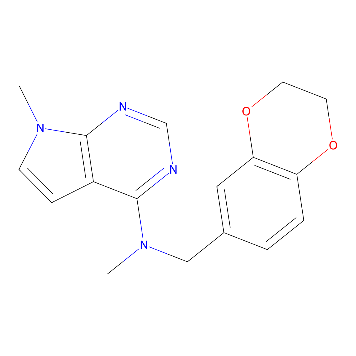 N-[(2,3-dihydro-1,4-benzodioxin-6-yl)methyl]-N,7-dimethyl-7H-pyrrolo[2,3-d]pyrimidin-4-amine molecular structure, CAS 2741928-39-0