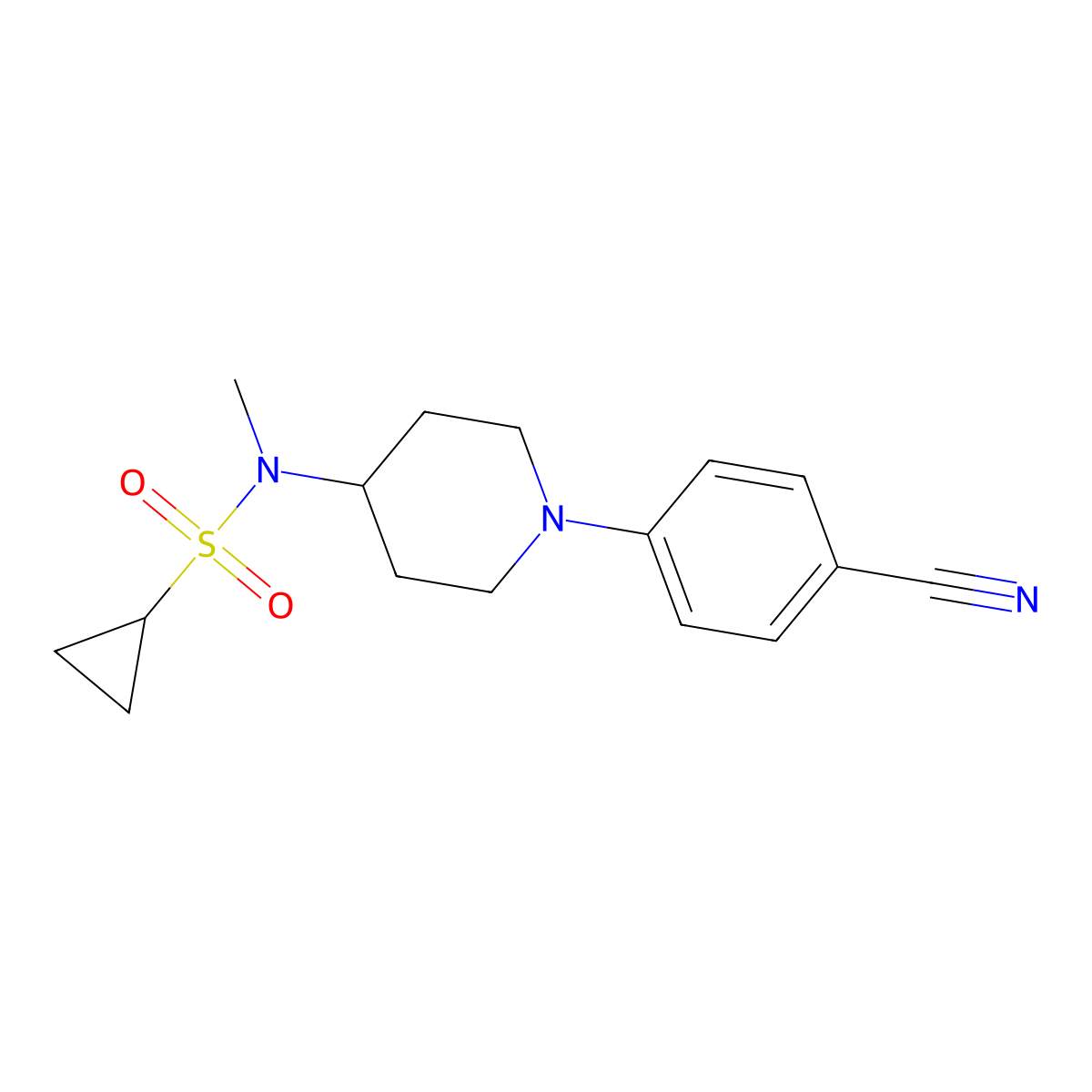 N-[1-(4-cyanophenyl)piperidin-4-yl]-N-methylcyclopropanesulfonamide molecular structure, CAS 2741928-44-7