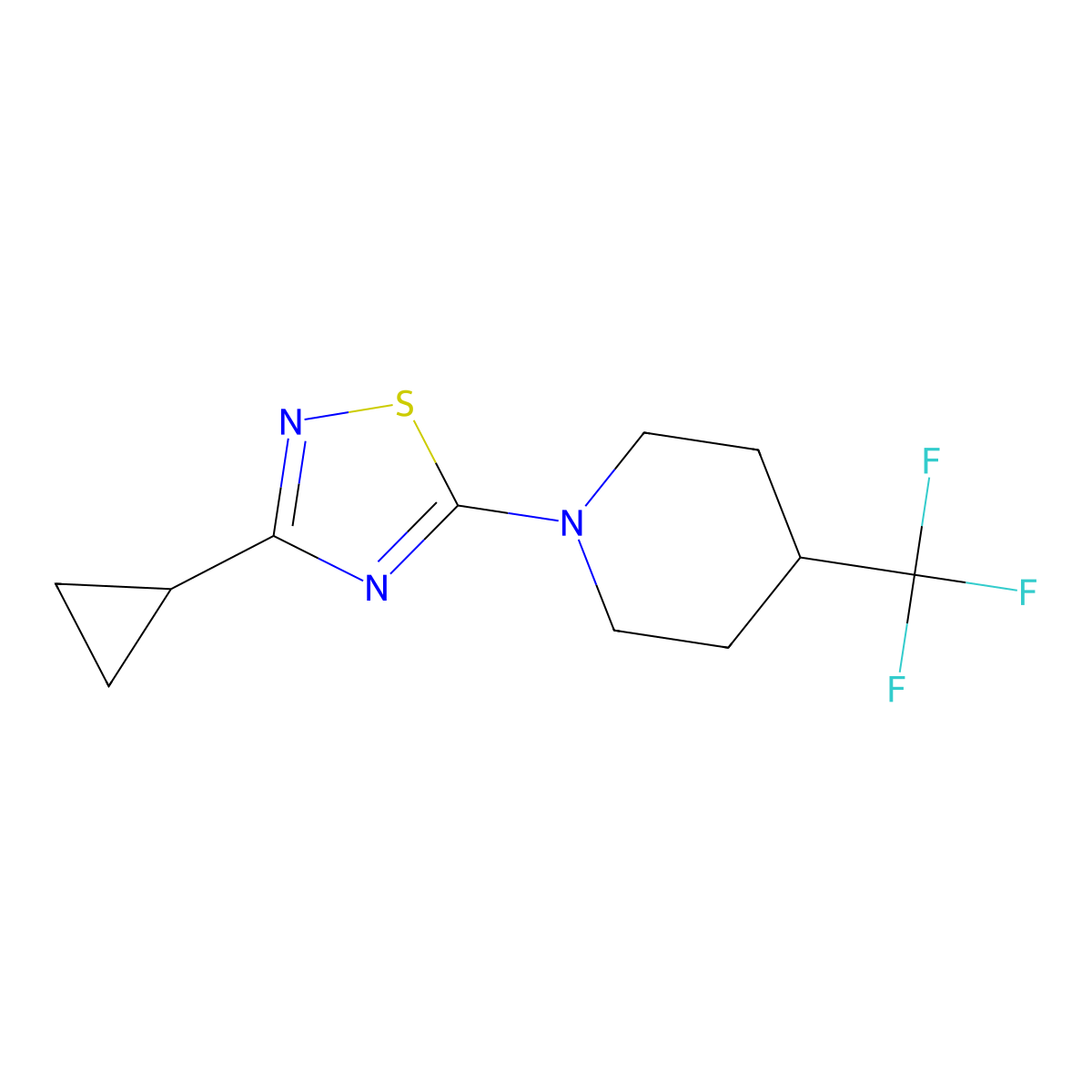 1-(3-Cyclopropyl-1,2,4-thiadiazol-5-yl)-4-(trifluoromethyl)piperidine molecular structure, CAS 2741928-47-0