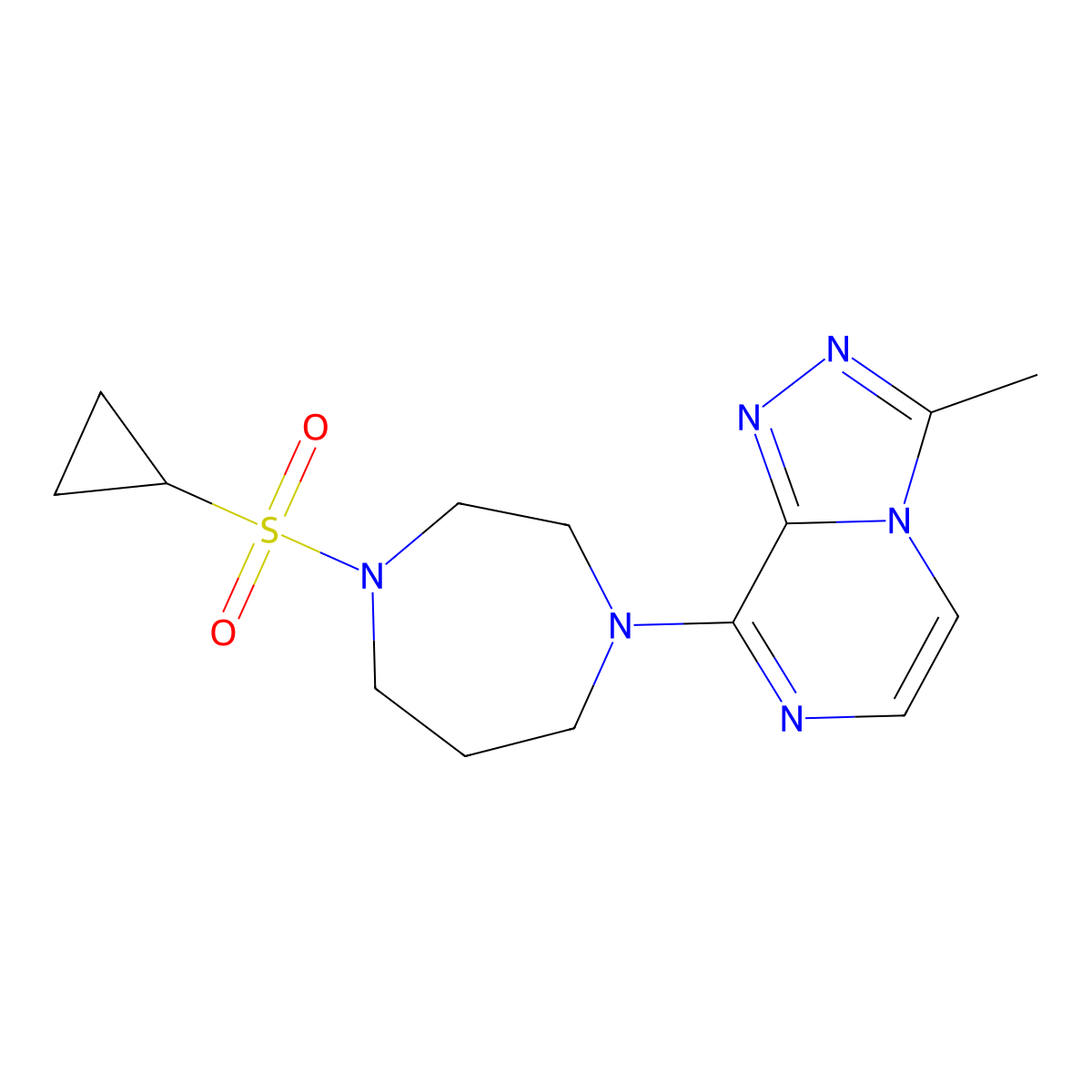 1-(Cyclopropanesulfonyl)-4-{3-methyl-[1,2,4]triazolo[4,3-a]pyrazin-8-yl}-1,4-diazepane molecular structure, CAS 2741928-53-8