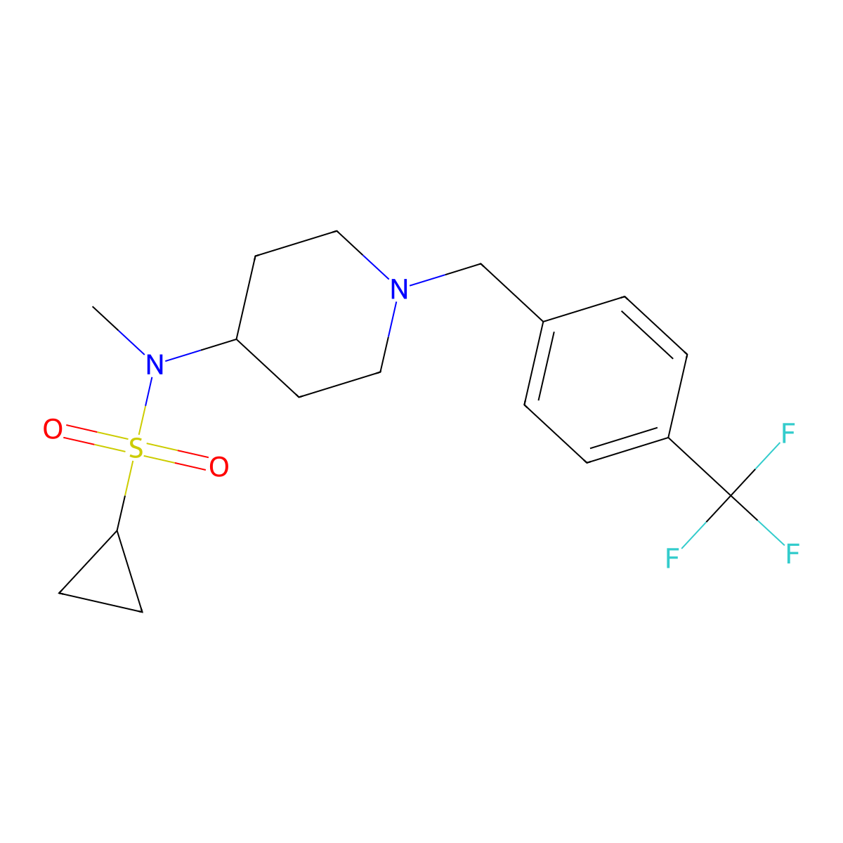 N-methyl-N-(1-{[4-(trifluoromethyl)phenyl]methyl}piperidin-4-yl)cyclopropanesulfonamide molecular structure, CAS 2741928-55-0