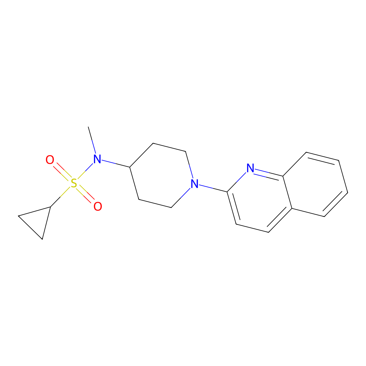 N-methyl-N-[1-(quinolin-2-yl)piperidin-4-yl]cyclopropanesulfonamide molecular structure, CAS 2741928-60-7