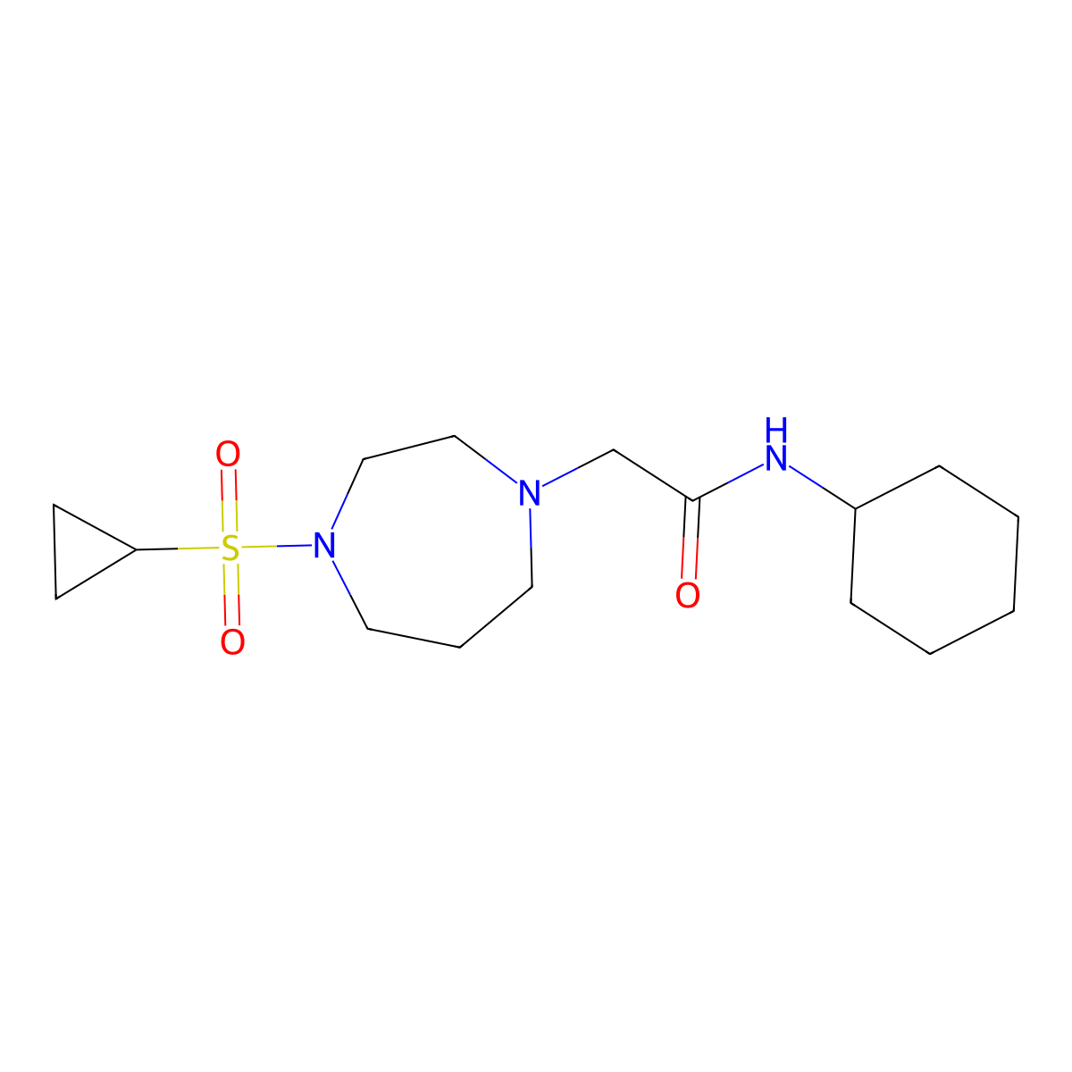 N-cyclohexyl-2-[4-(cyclopropanesulfonyl)-1,4-diazepan-1-yl]acetamide molecular structure, CAS 2741928-66-3
