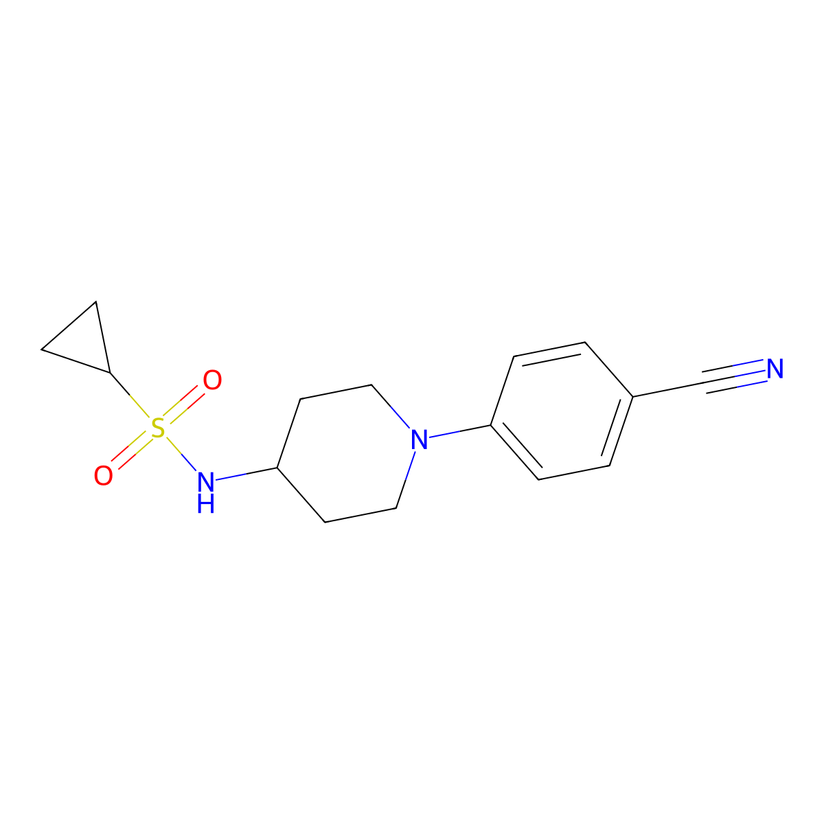 N-[1-(4-cyanophenyl)piperidin-4-yl]cyclopropanesulfonamide molecular structure, CAS 2741928-69-6