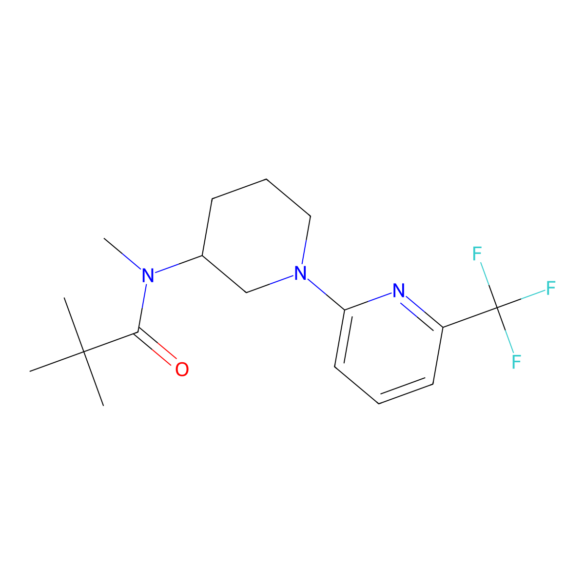 N,2,2-trimethyl-N-{1-[6-(trifluoromethyl)pyridin-2-yl]piperidin-3-yl}propanamide molecular structure, CAS 2741928-71-0