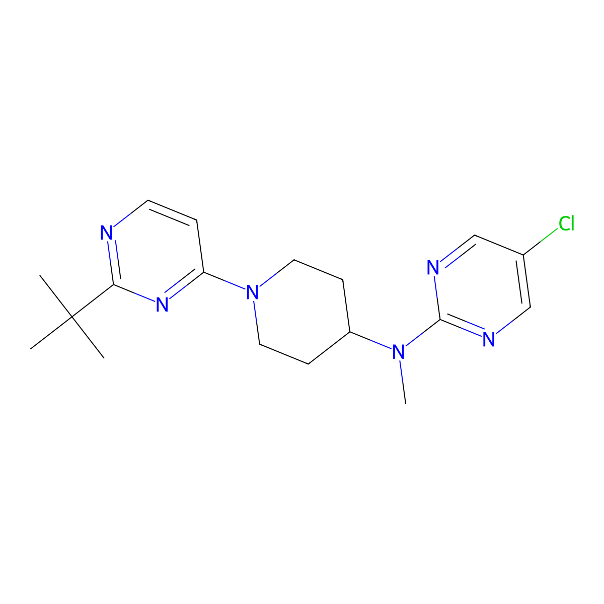 N-[1-(2-tert-butylpyrimidin-4-yl)piperidin-4-yl]-5-chloro-N-methylpyrimidin-2-amine molecular structure, CAS 2741928-73-2