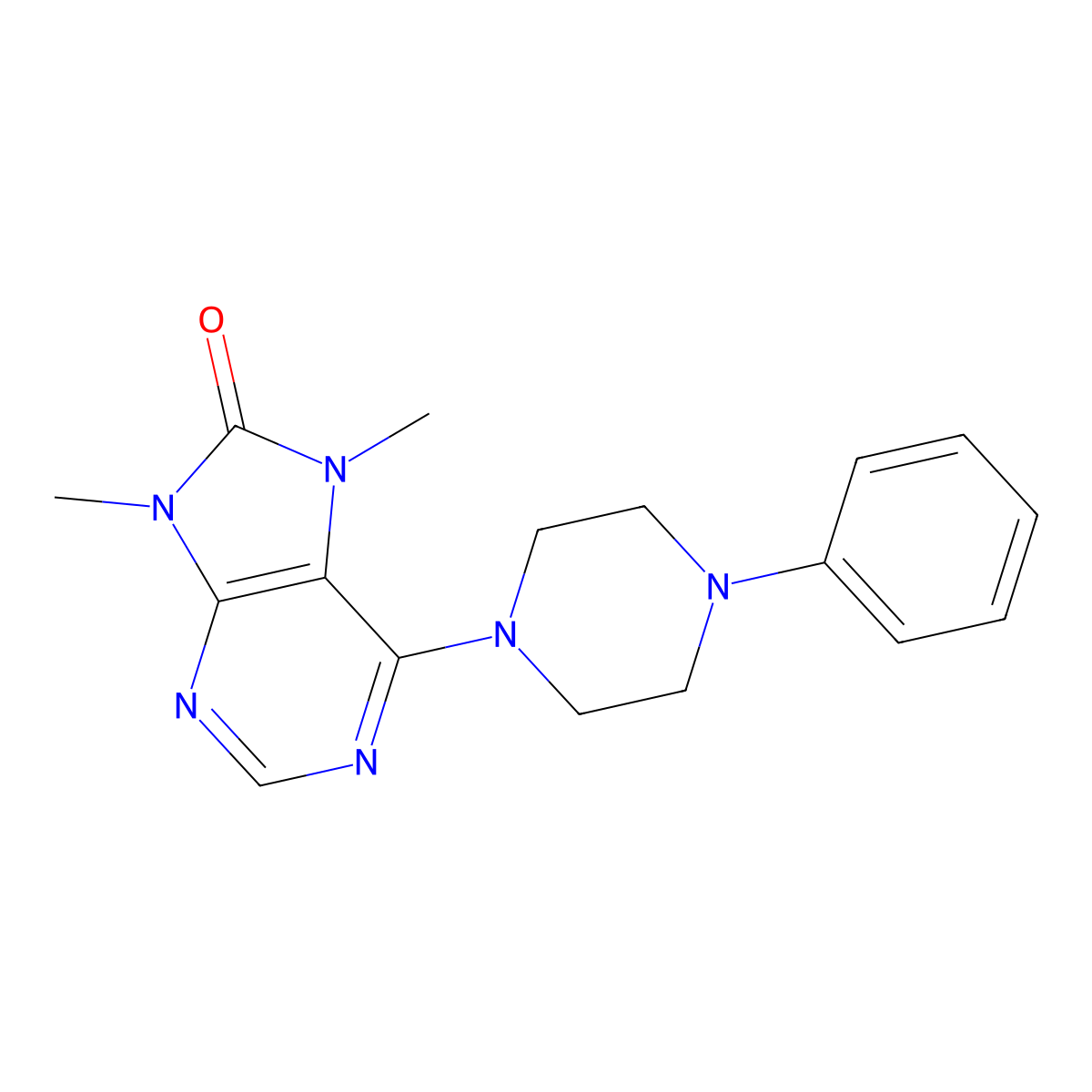 7,9-dimethyl-6-(4-phenylpiperazin-1-yl)-8,9-dihydro-7H-purin-8-one molecular structure, CAS 2741928-85-6