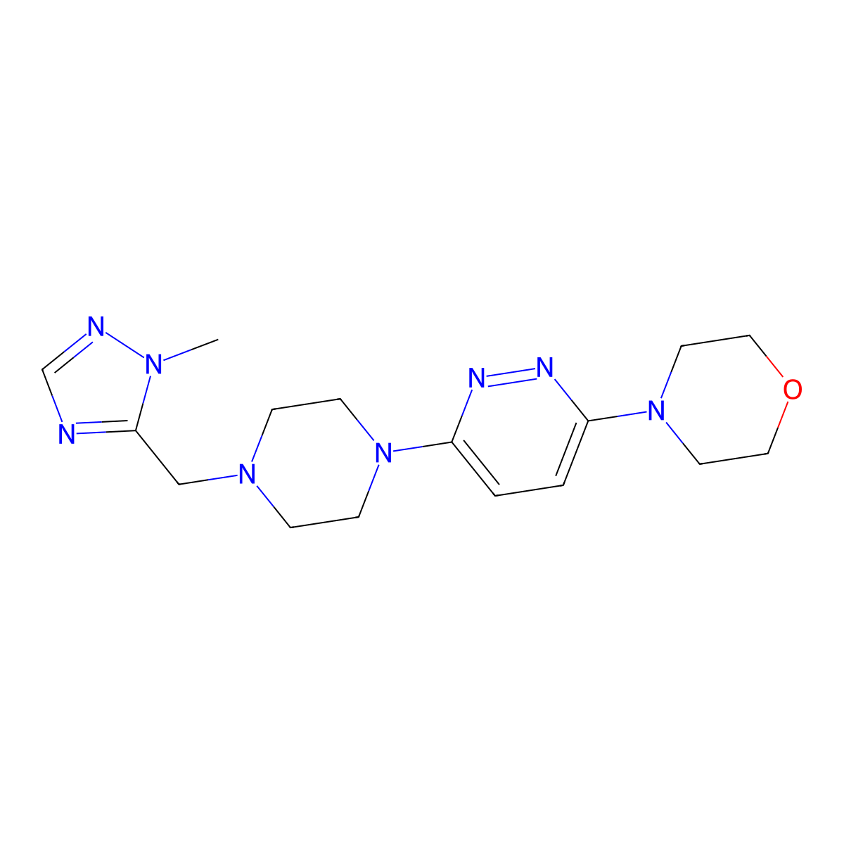 4-(6-{4-[(1-methyl-1H-1,2,4-triazol-5-yl)methyl]piperazin-1-yl}pyridazin-3-yl)morpholine molecular structure, CAS 2741928-89-0