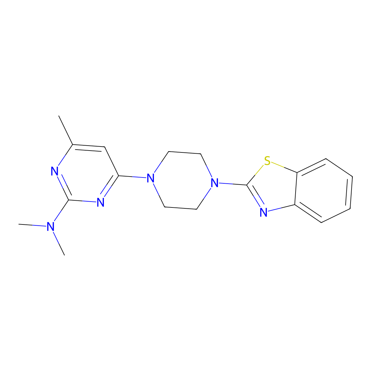 4-[4-(1,3-benzothiazol-2-yl)piperazin-1-yl]-N,N,6-trimethylpyrimidin-2-amine molecular structure, CAS 2741928-94-7